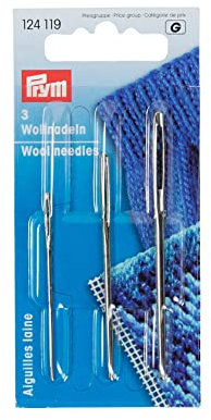 Prym 124119 Woll-und Smyrna-Nadeln ohne Spitze, ST 1+3 silber, 1 Stück 70 x 2,40 mm, 60 x 1,90 mm, 50 x 1,2 mm, 3 Stück