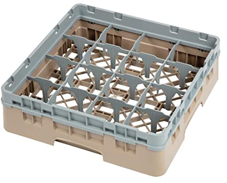 Voetglazenkorf m/1 opzetstuk 500x500 H 143mm max 92mm 16 comp. Cambro 16S318-184 Beige