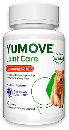 YuMOVE Grünlippmuschel Hund - 60 Tabletten - Gelenktabletten Hund Für Junge aktive Hunde bis 5 Jahre - Beweglichkeit und Agilität - Mit Omega-3, Chondroitin, Glucosamin und Hyaluronsäure