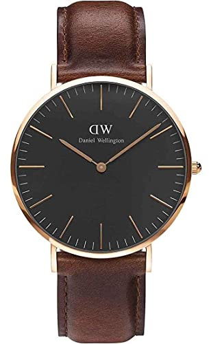 DANIEL WELLINGTON - Orologio da uomo di 40 mm, DANIEL WELLINGTON CLASSIC NERO ST MAWES ORO ROSA DW00100124