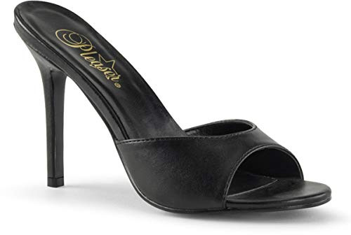 Pleaser Damer Classique-01 öppna sandaler, Svart Blk Kid Pu, 40 EU