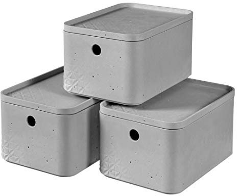 CURVER Beton Box S mit Deckel, 3er-Set
