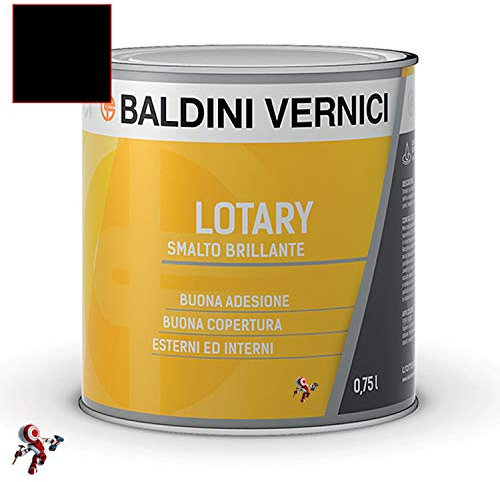 Smalto Lotary Baldini Vernici 750 ml vari colori smalto per legno e ferro smalto per interni e esterni (NERO 901)
