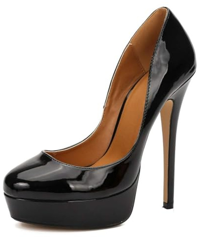 Unisex Men's Women's Platform Pumps, Stiletto High Heels, Closed Toe, Party Dress Shoes Black EU47 - US 13 Women/11.5 Men
