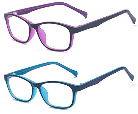 Outray Lot de 2 paires de lunettes transparentes pour enfants et adolescents avec filtre de lumière bleue pour bloquer la fatigue oculaire