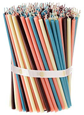 Danilovo Bienenwachs Kerzen (Mehrfarbige) - Orthodoxe Kerzen für Gebet Rituals Tischdeko - Ungiftig, Ruß - Tropffrei, Nachhaltige Produkte 200 Stück (4 Pastell Farben, Höhe 16,5 cm)