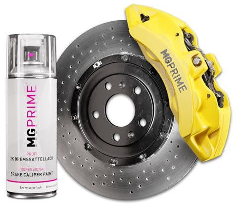 MG PRIME Vernice 2K per pinze freno Light Yellow Bomboletta spray 2 componenti vernice monostrato (simile a RAL 1018 Giallo zinco)