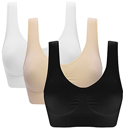 YUANJULI Sujetador para mujer sin aros sin costuras juego de 3 bustiers cómodos tops sujetadores deportivos para mujer sujetador suave sin aros para dormir lactancia deporte bustier en muchos colores