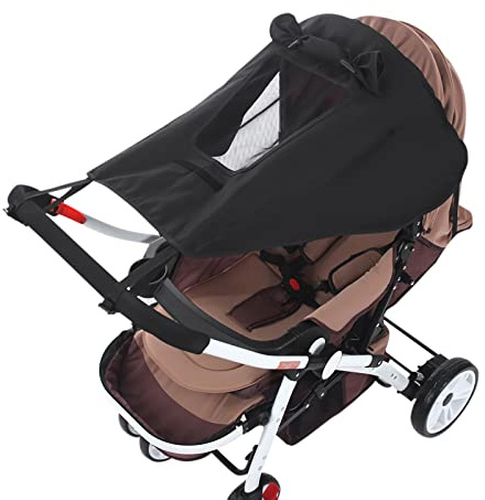 Pram Sun Shade Cover Universal Baby Stroller Awning UPF50+ Pushchair Buggy Sun Canopy Waterproof Windproof Baby Carriage Umbrella Sun Shield UV Protection Infant Carrycots Sun Visor Skylight Design