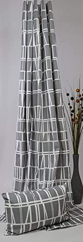 Schlaufenschal Vorhang Gardine Modernes Design Punkte Grafik 140 x 245 (BxH) cm Ecru-grau