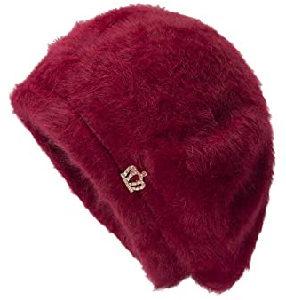 OVTRB Womens Winter Berets Hat Warm Fleece Lined Fuzzy Painter Skull Hat with Crown Solid Color French Beret Hat