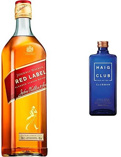 Johnnie Walker Red Label Blended Scotch Whisky 700 ML & Haig Club Clubman Single Grain Scotch Whisky, 700ml