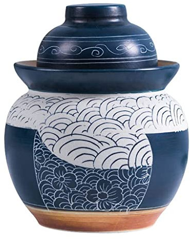 ZHOUXIAO Chinesische Keramikfermentation Crock Mit Deckel, Verdickter Porzellangurkenglas, Kimchi -Topf Mit Deckel Keramik Lebensmittellager Versiegelte Behälter, Lebensmitte 3.5KG