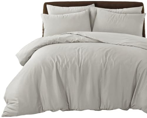 Bronwen Mathews Double Duvet Cover Set - Linen, Double Size, 3 Pcs (Duvet + 2 Pillowcases), Breathable Microfibre, Wrinkle Free, Tear & Shrink Resistant