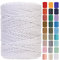 GOHOF Cuerda de macramé de 4 mm x 310 m, cuerda de algodón suave trenzado de 4 hebras, uno de los materiales más perfectos para arte de macramé, cuerda de algodón sin productos químicos (blanco)