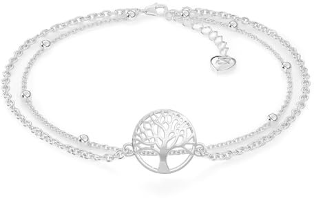 SERASAR Fußkettchen Damen Schmuck Lebensbaum Kette 925 Sterling Silber 18 Karat Gold Fussketterl Fusskette Mädchen Geburtstagsgeschenk für Frauen Baum des Lebens