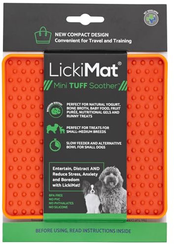 LickiMat TUFF Mini Modern Feeding Mat for Dogs – Durable Slow Feeder, Chew-Resistant Lick Pad for Anxiety Relief & Enrichment (Orange, Soother)