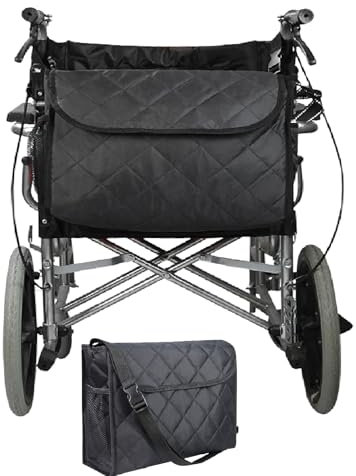 Wheelchair Backpack Bag, Wheelchair Bag,Tasche Rollstuhl Aufbewahrungstasche Aufhängen Rollstuhltasche Hinten,Universal Rollstuhlzubehör Taschen für Rollstuhl Griffe-schwarz