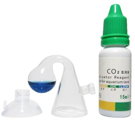 Kit de acuario de CO2, comprobador de caída de CO2,Kit de monitor de CO2 portátil Comprobador de caída con solución de 15 ml | eficiente de CO2 para acuario, incluye difusor de CO2, mejora el crecimie
