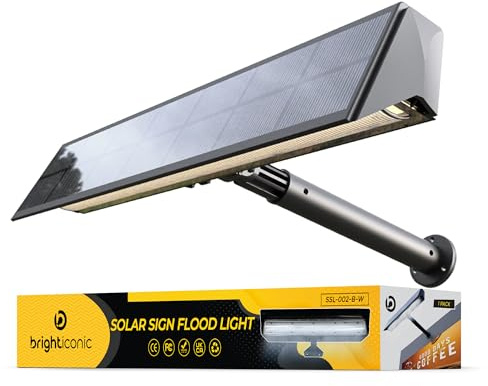 Brighticonic Solar Sign Lights Outdoor – LED Solar Sign Light for House Numbers & Real Estate Signs – 13 Warm White Floodlight, IP65 Waterproof, Dusk to Dawn Solar Mailbox Light