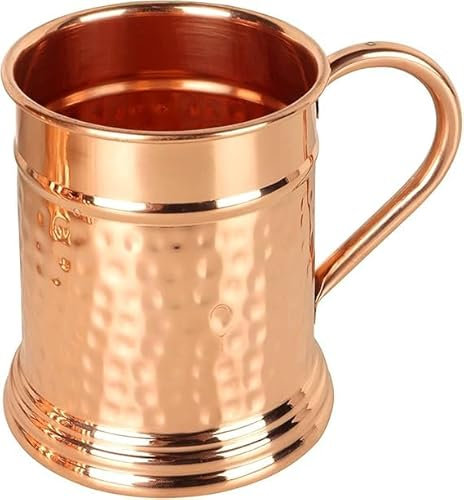 NZM Premium 625 ml gehämmerter Moscow Mule Kupferbecher, handgefertigt, 100 % reines Kupfer, großer 625 ml Bierkrug, hält Getränke länger gekühlt, tolles Geschenk – perfekt für Moskauer Pantoletten