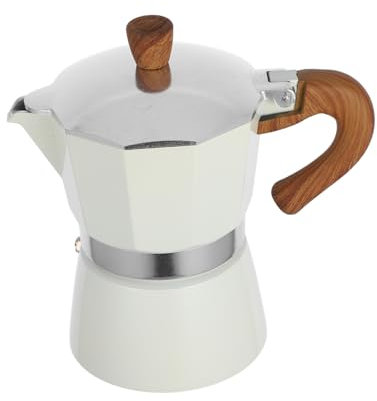 VINTORKY Cafetera De Moca Manual 150ml Color Blanco Mango Antideslizante y Tapa Resistente Al Calor Para 1-3 Personas Uso Casa y Oficina