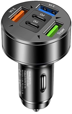 Billaddaradapter – fem portars laddning, USB C billaddaradapter, tändare USB-laddare | 100 W 3 USB + 2 PD Carr laddare, typ C Pd supersnabbladdande mobiltelefonuttag adapter