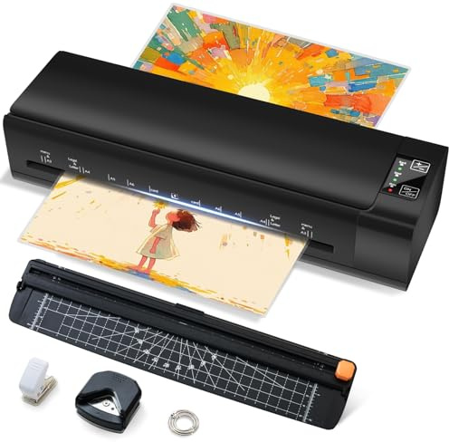13 Inch Laminator Machine,Never-Jam Design for Home,Office,or School Use, A-3 9-in-1 Thermal Laminator with Sheets for Hot & Cold Laminating Machine, (Black)