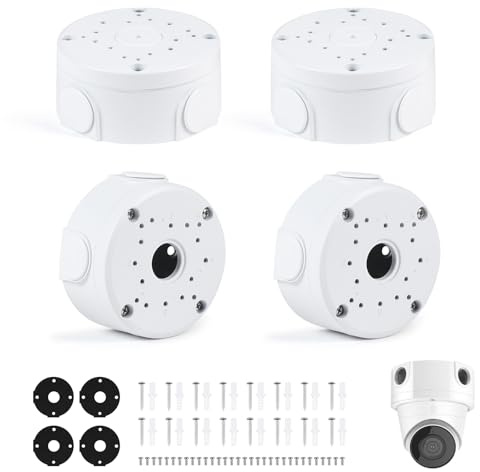 EFUTURETIME 4 Scatole di Giunzione in Alluminio per Telecamera, Universali Scatola di Montaggio da Camera Impermeabile per Bullet e Dome, Scatola Derivazione Nascondere Cavi per Interno Esterno