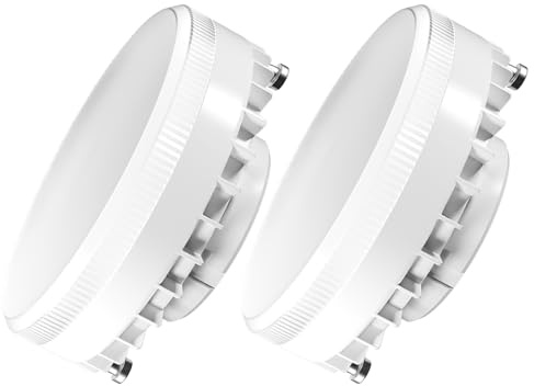 DiCUNO LED-lampa GX53, 7W halogenekvivalent 70W, 4 000 K neutral vit, icke-dimbar, 950 lm, strålvinkel 120°, LED-spotlight GX53 för skåp och montrar, 2 stycken