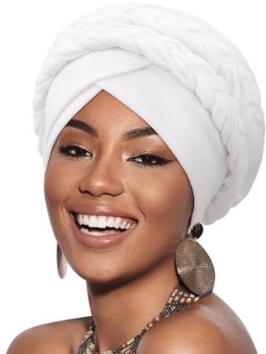 AQOKKA African Women Turban Caps Pre-Tied Twisted Turbans Head Scarf for Women Hair Wraps Cover Beanie Cancer Chemo Headwear
