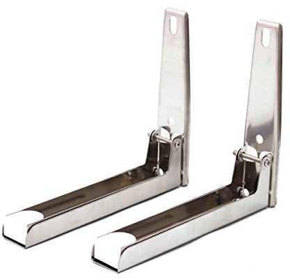 KATSU Tools Microwave Oven Stand Stainless Steel Wall Mounting Adjustable Foldable Folding Shelf Brackets with Screws for Home Kitchen Accessories, Max Load 35kg, Silver 507251