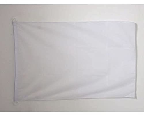 AZ FLAG - Drapeau Unicolore Blanc Spécial Extérieur - 90x60 cm - Pavillon Nautique De Couleur Blanche En Maille Bloquée Avec Anneaux Plastiques Intégrés - 80g