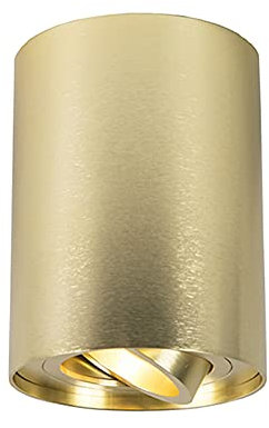 QAZQA - Modern Spot I Spotlight I Deckenspot I Deckenstrahler I Strahler I Lampe I Leuchte Gold I Messing I Messing dreh- und neigbar - Rondoo up I Wohnzimmer I Schlafzimmer - Aluminium Zylinder - LED