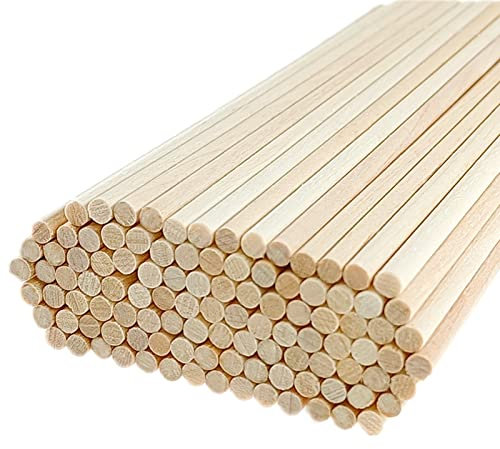 ZHIYE 100 Packs Dowel Rods 15cm x 4mm Craft Sticks Unfinished Natural Wood for DIY Craft and Art Work