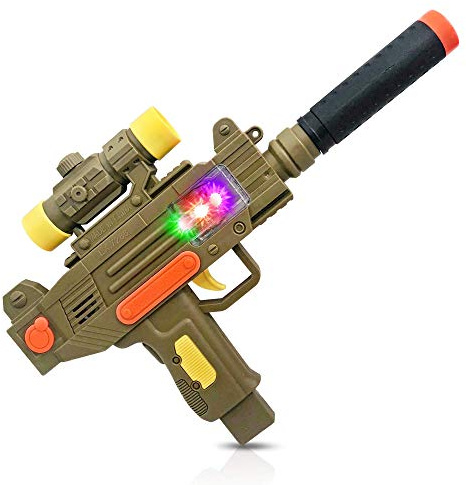 ArtCreativity LED Uzi Style Toy Gun - 12.5 Inch Light Up Machine Gun Toy with Realistic Sound Effects, Cool Pretend Play Gun for Kids, Fun Gift Idea for Boys & Girls - Batteries Not Included