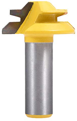 KATUR 45 Degree Lock Miter Router Bit, Stock Joint Router Bit with 1/2 Inch Shank for Thick Wood Cutter Tool and Window Bits (1/2 Shank 1-3/8 Width)