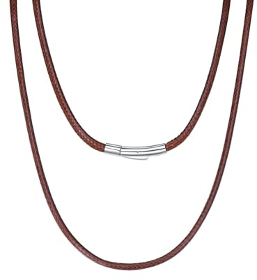 Richsteel Collier en Cuir Marron Artificiel Tressé pour Hommes et Femmes-3mm Cordon pour Pendentif 40 cm-Bijoux Unisex Fantaisie