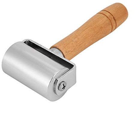 Andruckrolle aus Leder, Holzgriff Leder Andruckrolle Leder Kleberolle für Kantenumleimer zum Verschweißen(60mm)