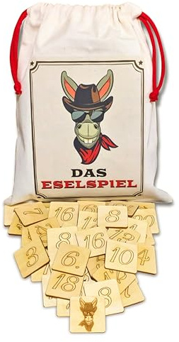 LyVe Eselspiel 121 Steine - Birken-Holz - ECKIG + Partyspiel - Lernspiel Familienspiel Legespiel Holzsteine