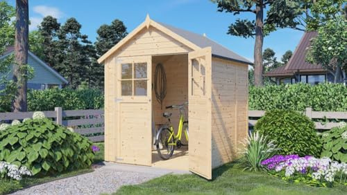 Alpholz Gerätehaus Osterbek aus Fichten-Holz, Gartenhaus mit 14mm Wandstärke, Holzhaus, Geräteschuppen Größe: 202 x 191 cm, Satteldach