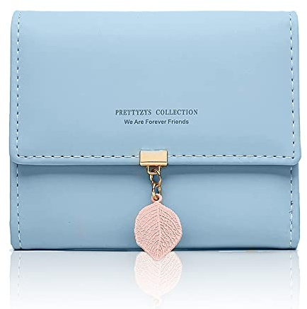 Spldsun Porte Monnaie pour Femme, Petit Sac Portefeuille en Cuir Pliable avec Porte-Cartes, pour Femmes ado Filles d'argent avec Fermeture éclair Fête des mères Cadeaux de Noël (Bleu)