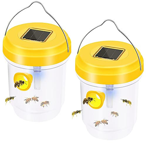 2 St Solar Getingfälla Vattentät Utomhushängande Gul Jacka Fälla Säker Icke Giftig Bifälla Bålgetingfällor Återanvändbar Bifångare,Yellow