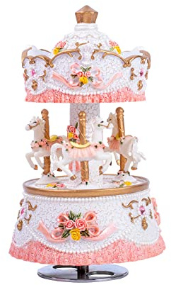 Javik Carousel Music Box for Girls with Colorful Led Lights Luxury Musical Carousel Horse Figurines for Birthday Valentines