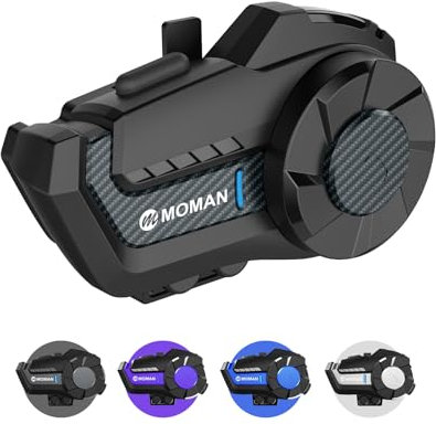 Moman H2 Pro Intercom Moto, Kit Main Libre sans Fil 5.1, Réduction de Bruit CVC, Assistant Vocal AI, Radio FM, Étanchéité IP65, Interphone pour Motocyclette/ATV/Vélo