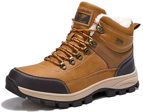 ARRIGO BELLO Hombre Botas Botines Zapatos Invierno Botas de Nieve Cálido Fur Forro Aire Libre Boots Urbano Senderismo Esquiar Caminando 41-46(Amarillo con algodón,43)