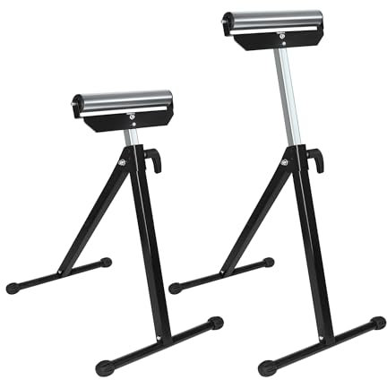 TRMLBE 2x Rollenbock Höhenverstellbar 68-107cm Arbeitsbock Klappbar Rollenständer Klappbock aus Metall 30cm Breit Rollbock mit Antirutschfüßen Stützbock bis 60 kg Schwarz