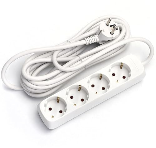 Steckdosenleiste 4-Fach, 1,5 m, 3G, 1,5 mm², Weiß, ohne Schalter, ideal für elektrische Verbindungen zu Hause und im Büro.