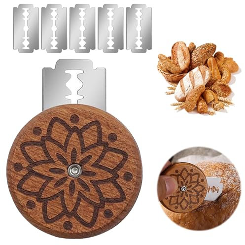 WUSANNA Bäckermesser 1 Stück Rundbrotmesser, Brotklinge Brot Einschneidemesser Rundbrotmesser Brot Ritzmesser mit 5 Rasierklinge für Diy-Brotmuster Backbegeisterte zum Schneiden von Kuchen Baguettes