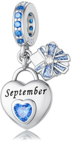 HappyStar 925 Sterling Silver Heart Zirconia Birthstone Charms for Bracelets Bead Charm Dangle Loving Pendant Compatible Pandora Bracelets Happy Birthday Gift for Women